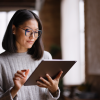 Lady looking at ipad