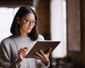 Lady looking at ipad