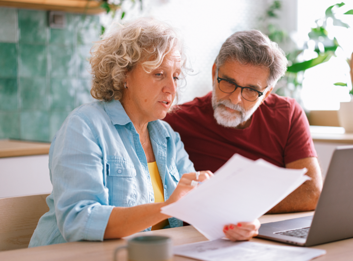 A couple reviewing documents