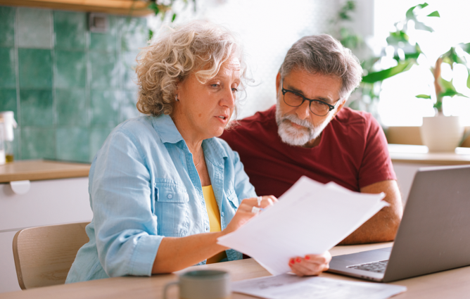 A couple reviewing documents